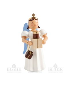 Blank Faltenlangrockengel mit Geschenken, farbig